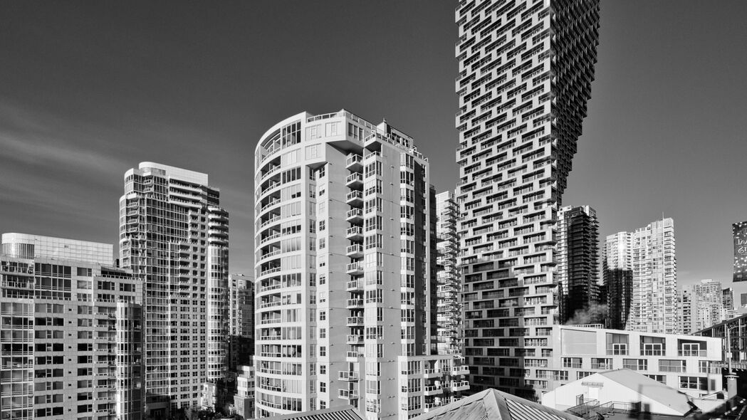 建筑美学，城市房屋黑白风格4K超清壁纸，3840x2160高清下载