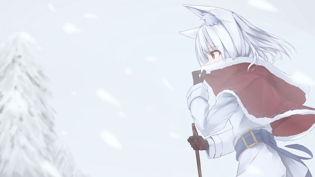冬日Neko女孩动漫4K超清壁纸，3840x2160分辨率高清下载