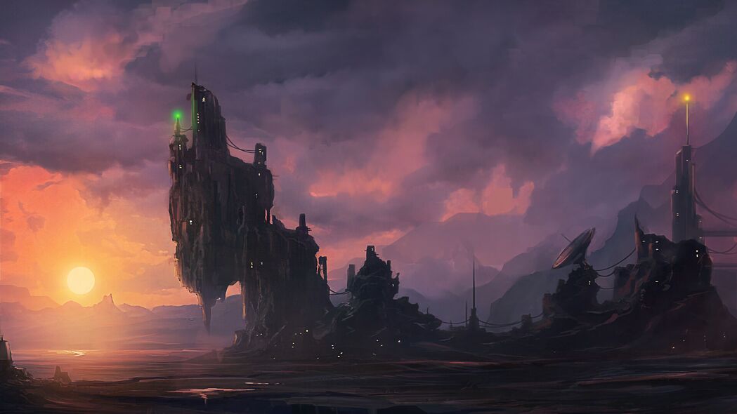 岩石塔云幻想艺术，绝美4K壁纸，高清3840x2160背景图片下载