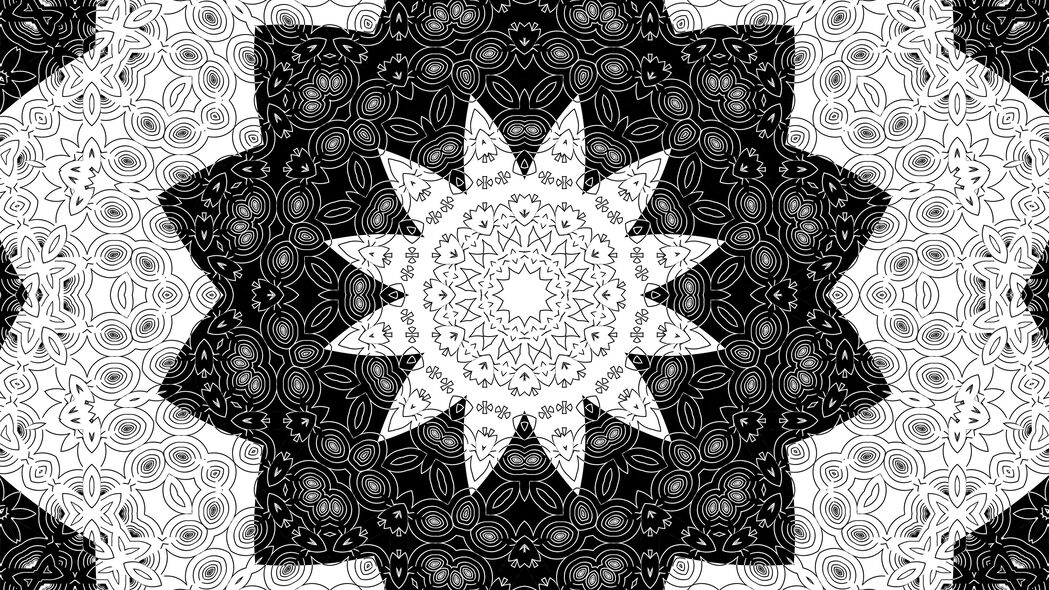 分形抽象图案，高清4K黑白壁纸，3840x2160分辨率背景图片免费下载