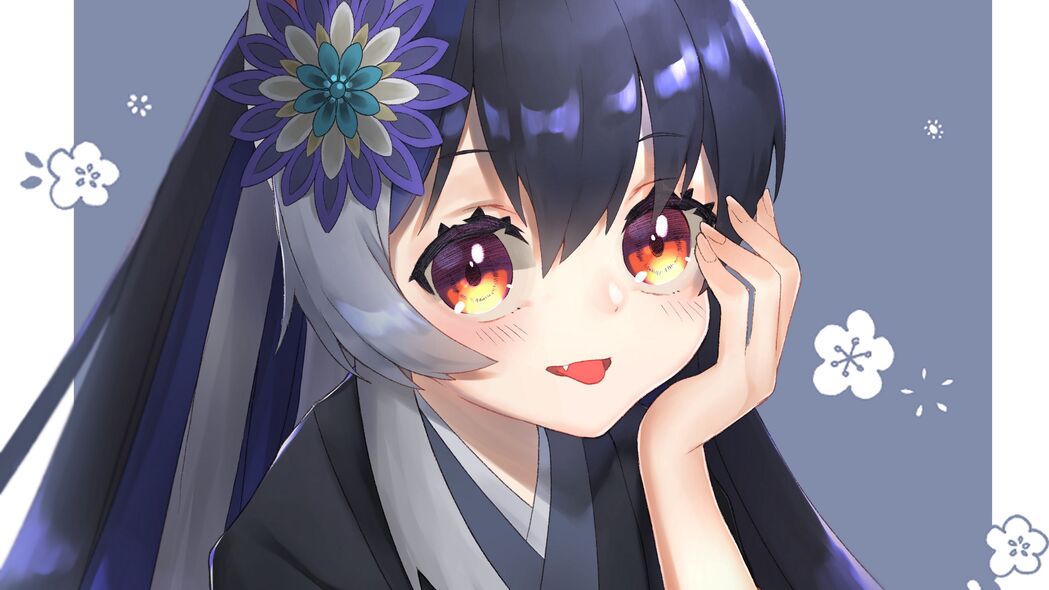 女孩微笑，和服花韵，绝美Neko动漫4K壁纸，3840x2160超清下载