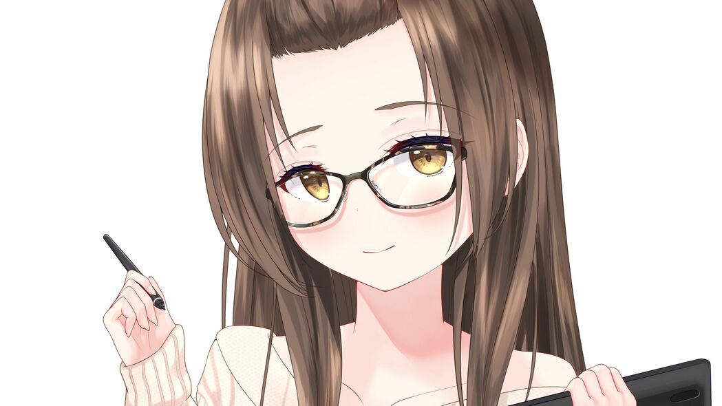 女孩微笑戴眼镜，动漫风格4K超清壁纸，3840x2160分辨率免费下载