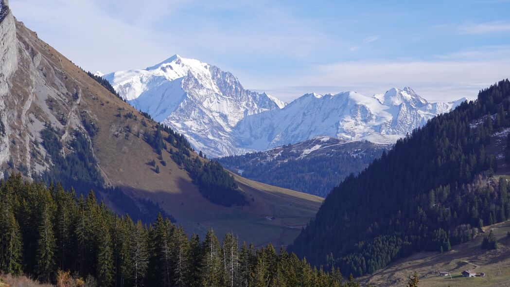 绝美自然景致，山脉丘陵雪景森林树木，超清4K壁纸，3840x2160高清风景图片下载