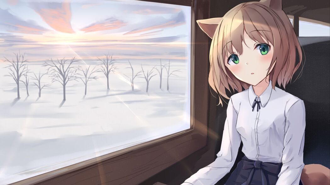 女孩Neko动漫树影4K超清壁纸，3840x2160高清下载