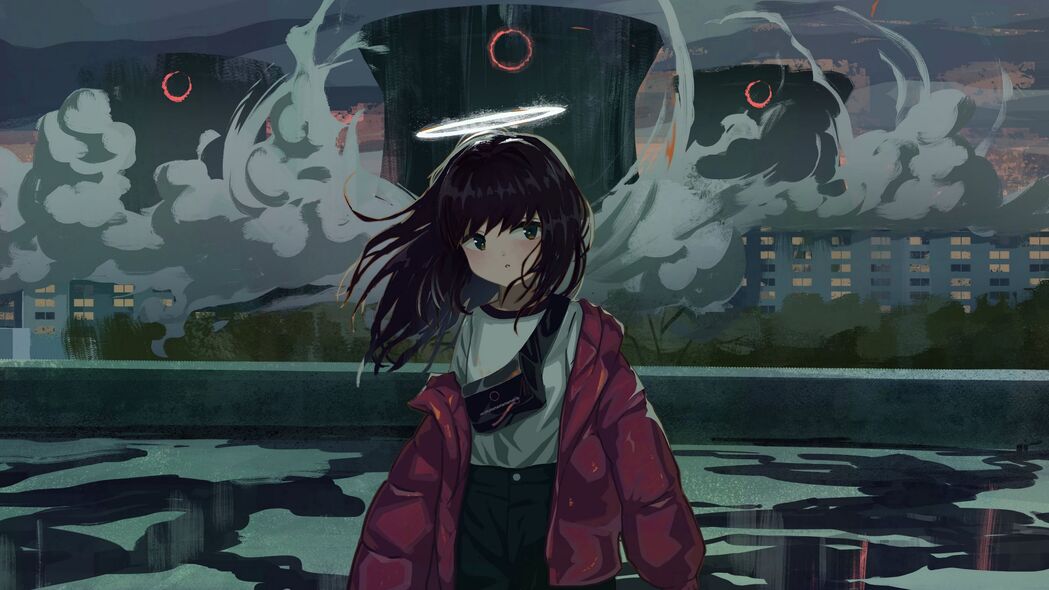 动漫艺术之美，女孩光环夹克4K超清壁纸，3840x2160高清下载