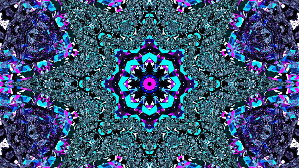 分形抽象图案，蓝粉交融，4K高清壁纸，3840x2160精美背景图片下载