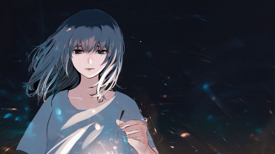 女孩泪光中的悲伤火花，精选4K动漫艺术壁纸，高清3840x2160免费下载