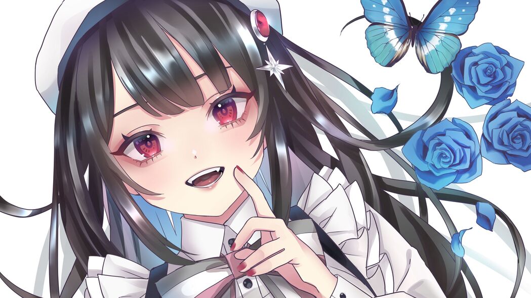 女孩微笑贝雷帽动漫艺术，超清4K壁纸，3840x2160高清下载