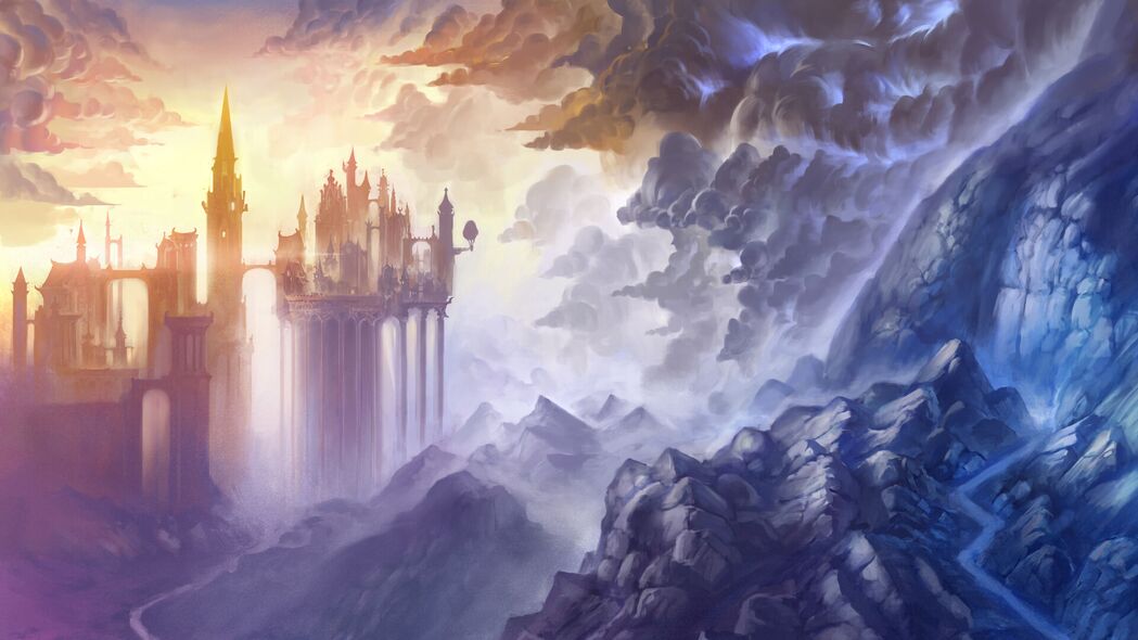 幻想城堡塔云艺术，超清4K壁纸，3840x2160高清背景图片免费下载
