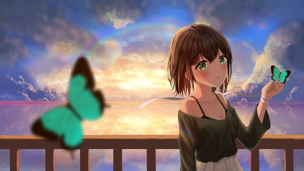 女孩倩影，云卷云舒，日落余晖——绝美4K动漫壁纸，3840x2160高清下载
