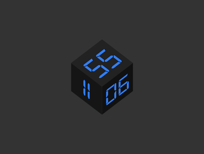 几何钟表设计，css立方体动画素材
