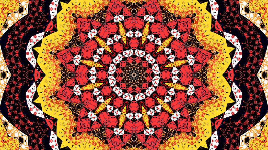 抽象分形图案，红黄交织，4K超清壁纸，3840x2160高清下载