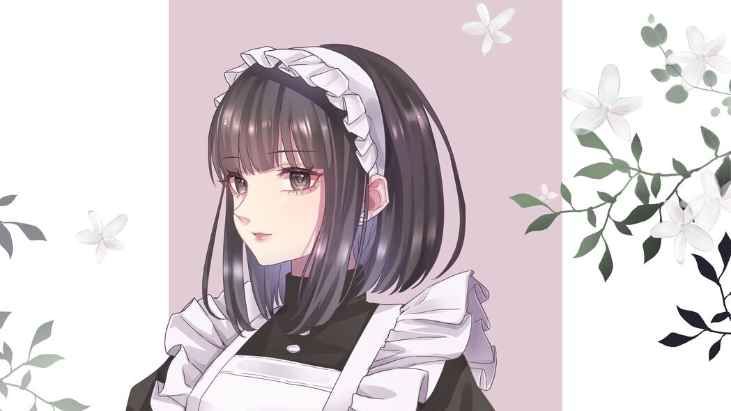女仆女孩动漫服装4K超高清壁纸，3840x2160分辨率下载