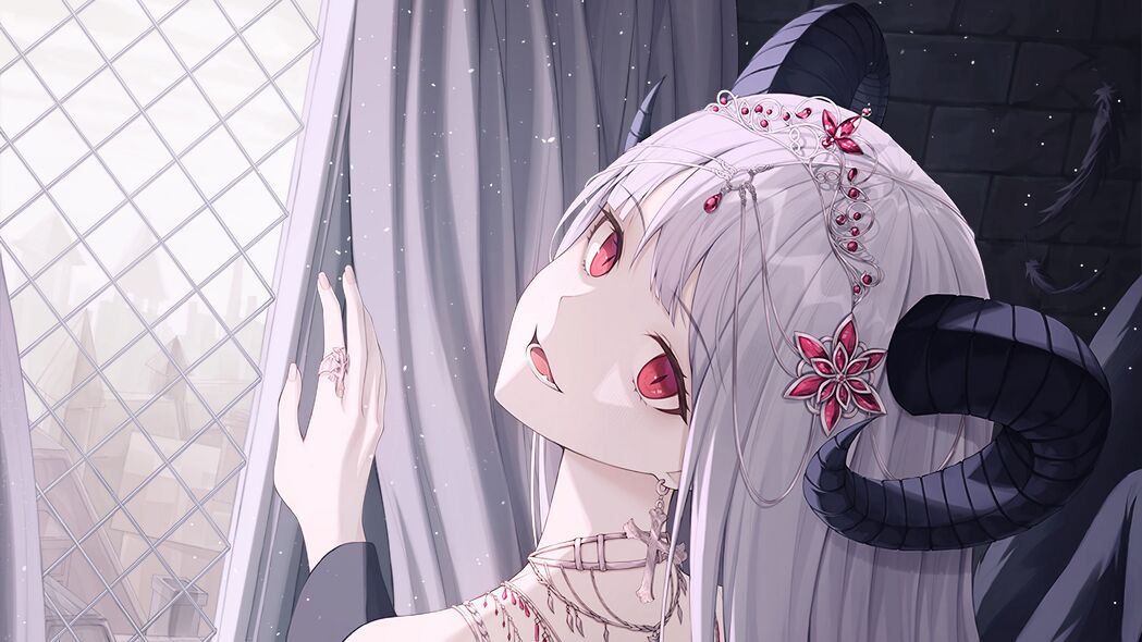 恶魔女孩动漫角翅膀4K超清壁纸，3840x2160高清下载