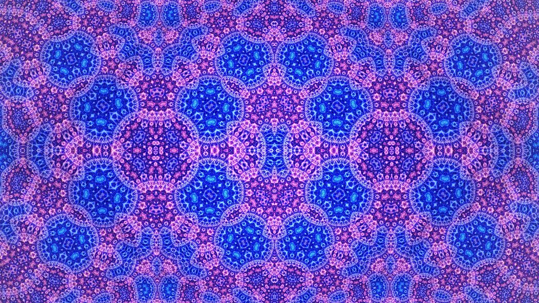 分形霓虹图案，紫蓝抽象4K超清壁纸，3840x2160高清下载