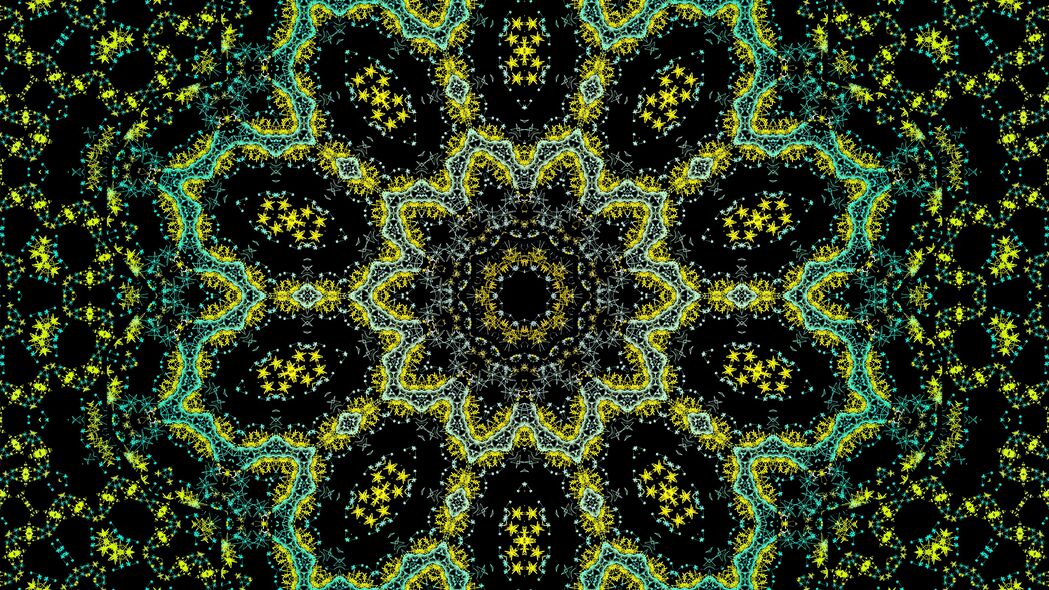 分形抽象图案，绿色黑色交融，4K高清壁纸3840x2160，免费下载