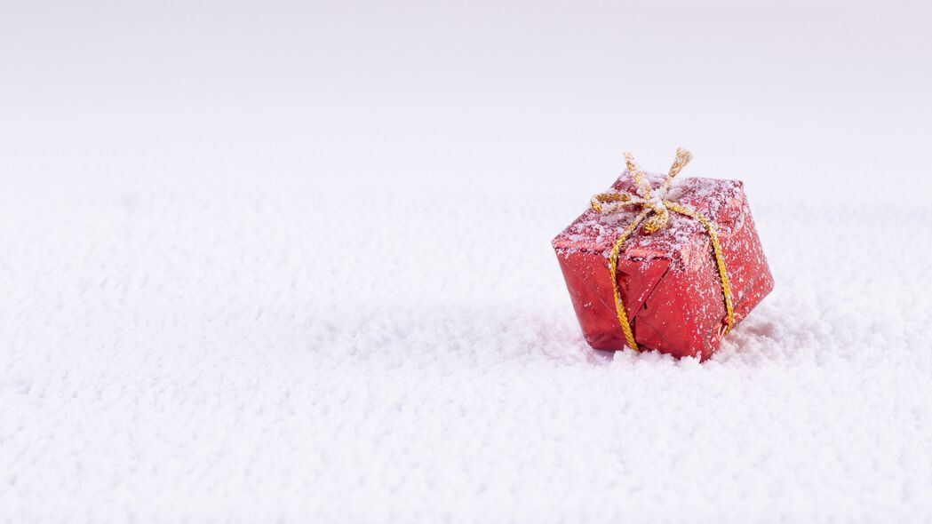 冬日礼物盒雪景，新年4K高清壁纸，3840x2160超清下载