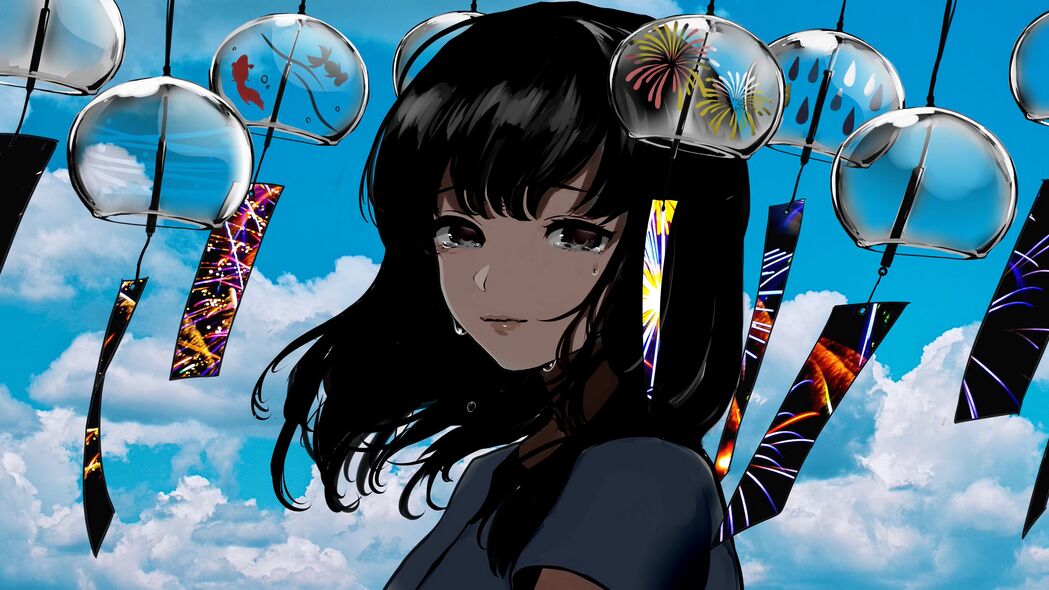 女孩泪眼一瞥，悲伤动漫情愫，4K超清壁纸3840x2160免费下载