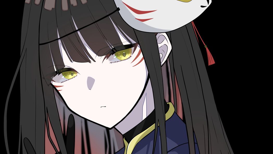 女孩动漫面具手势，精选4K超高清壁纸，3840x2160分辨率，免费下载！