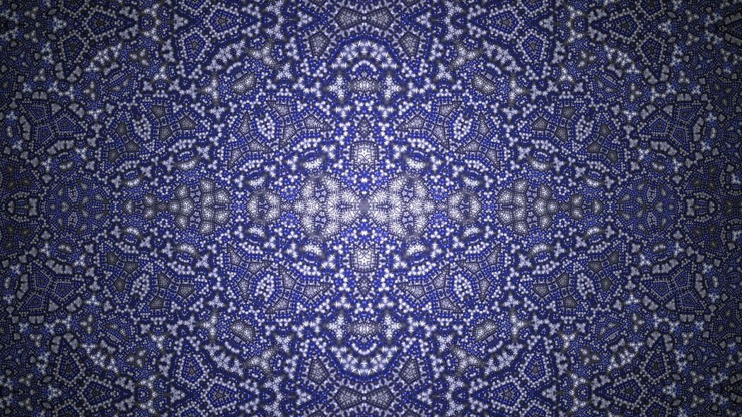 分形抽象图案万花筒，高清蓝色4K壁纸，3840x2160超清背景图片下载