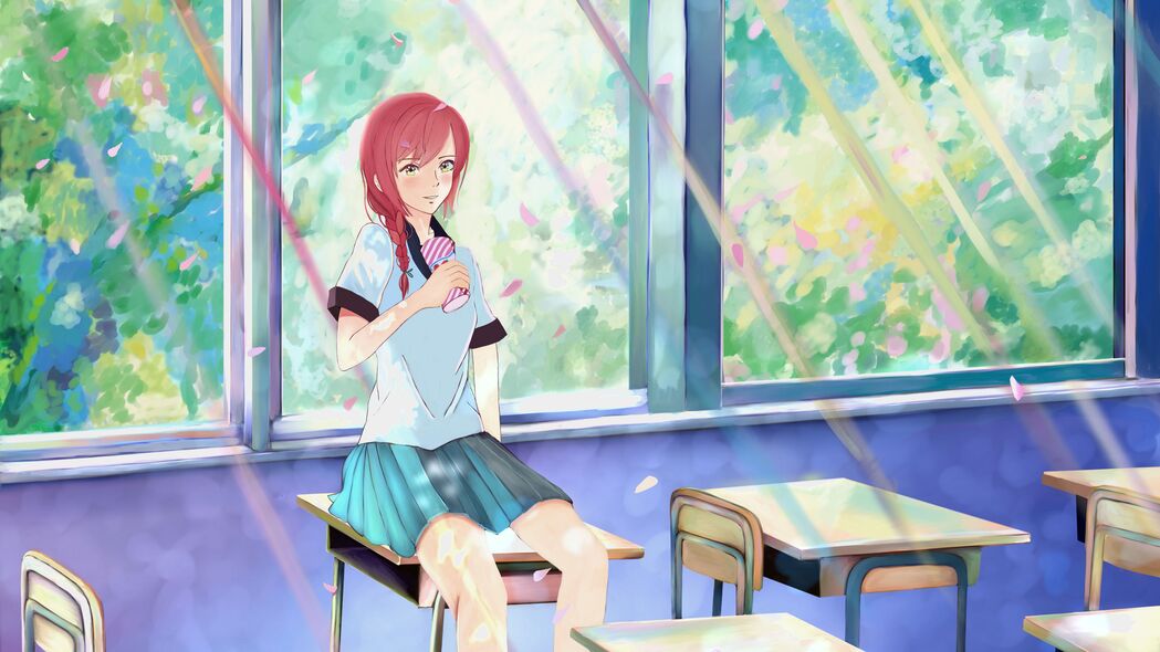 女学生书桌上的动漫世界，精选4K高清壁纸，3840x2160分辨率任你下载