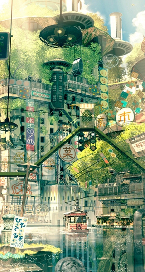 手绘日式街道插画，高清PNG透明背景，卡通手绘元素，设计素材免费下载