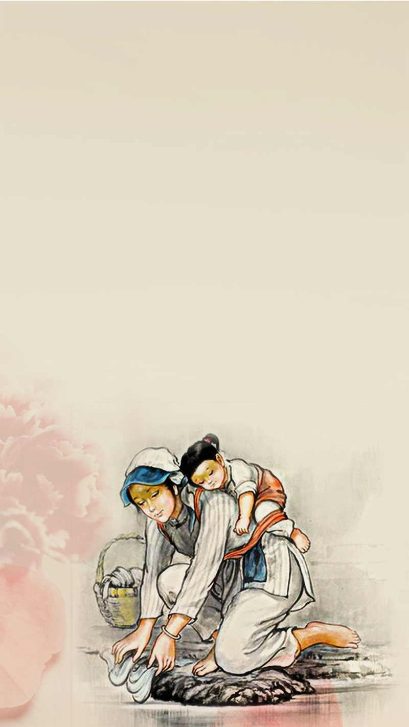 古风母爱，母子情深背景图，母亲节专属高清JPG/PSD素材下载