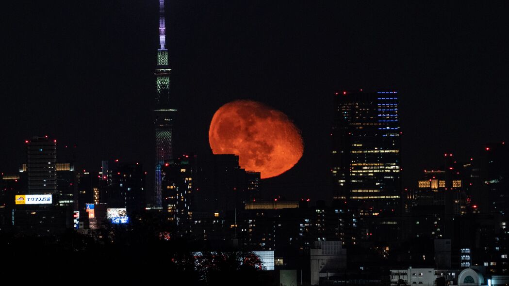 夜城月色，深色系4K高清壁纸，3840x2160超清夜晚风景图片下载