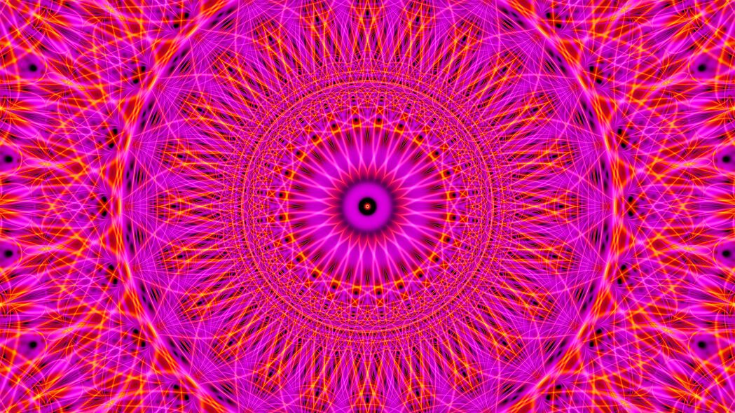 分形圆形抽象图案，明亮4K壁纸，高清3840x2160背景图片，免费下载