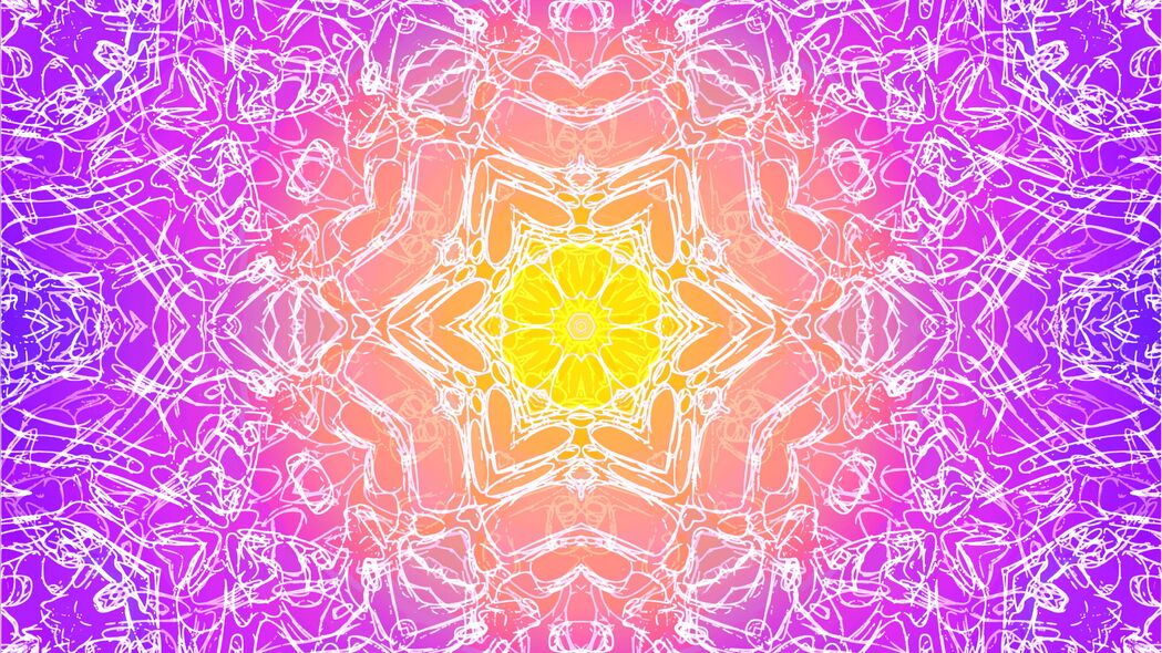 分形万花筒图案，紫色辉光4K超清壁纸，3840x2160高清下载
