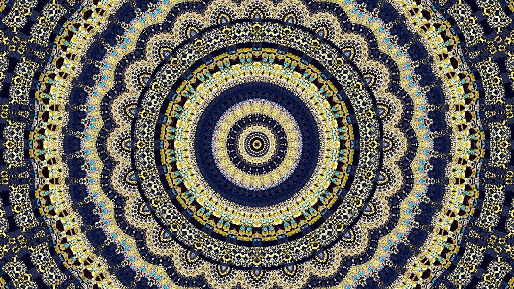 圆形图案万花筒分形抽象，惊艳4K壁纸，3840x2160超高清下载