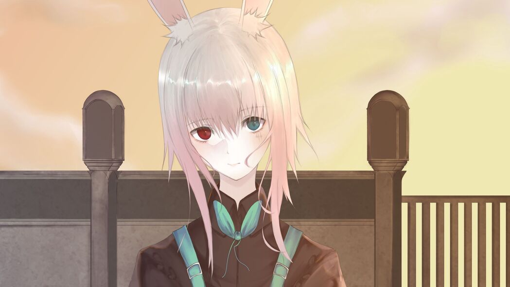 女孩与萌兔耳朵，精选动漫艺术风格可爱4K壁纸，3840x2160高清下载