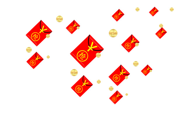 高清PNG透明红包图片，飘落装饰元素，免费下载设计素材
