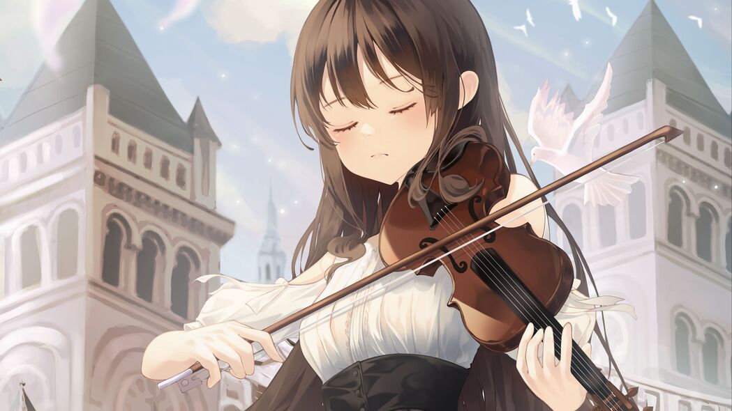 女孩小提琴演奏动漫音乐，精选4K超清壁纸（3840x2160）高清下载