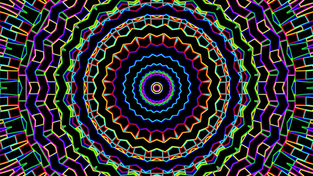 抽象线条彩色4K壁纸，高清3840x2160黑色背景图案，一键下载
