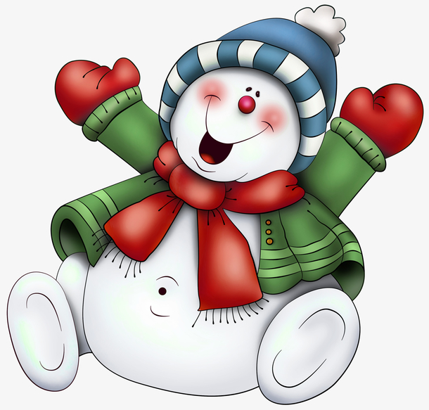 卡通雪人笑脸高清PNG透明图，圣诞节日元素，设计素材免费下载