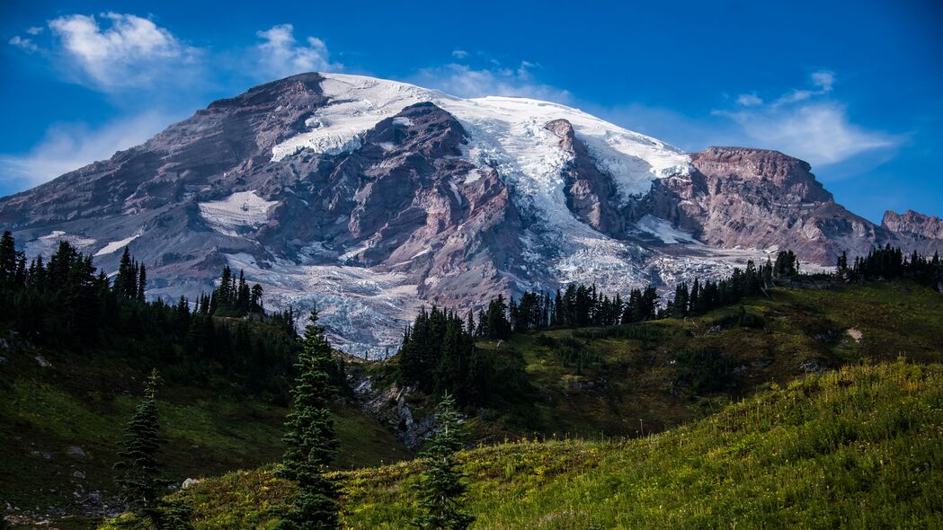 自然之美，山脉雪域丘陵树木壮丽景观，4K高清壁纸3840x2160下载