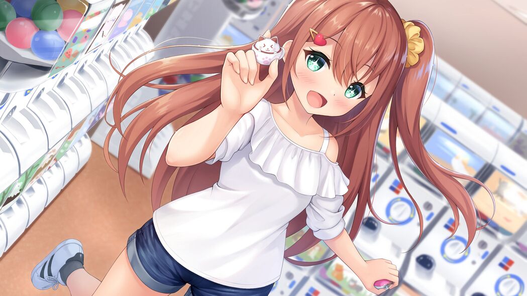 女孩甜美微笑手势动漫玩具，精选4K高清壁纸3840x2160免费下载