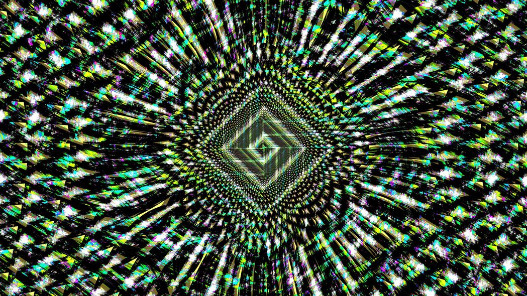 分形抽象图案，绿色黑色交融，4K高清壁纸，3840x2160极致分辨率下载