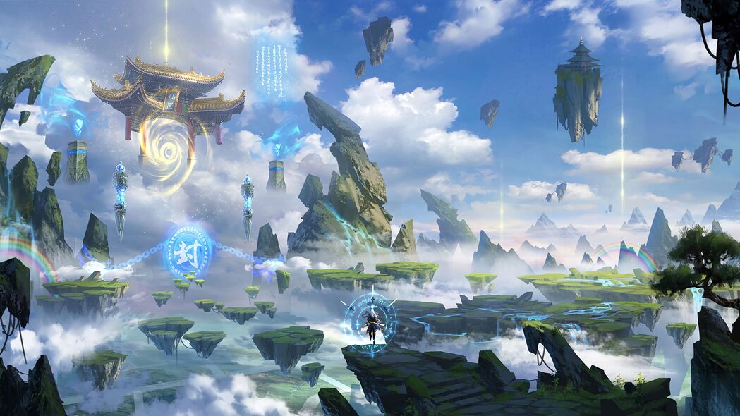 剪影魔术师，废墟岩石幻想艺术，4K超清壁纸，3840x2160高清下载
