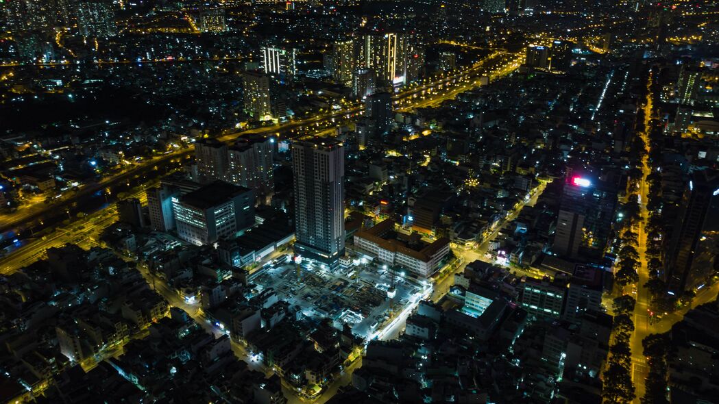 城市夜景鸟瞰，深邃建筑灯光秀，4K高清壁纸3840x2160，绝美下载体验