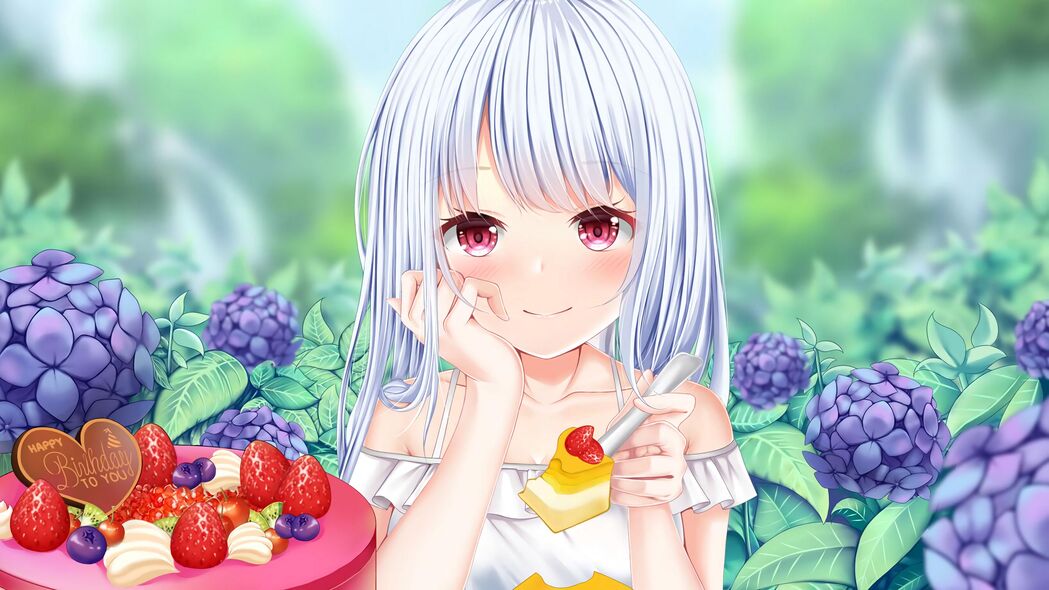 甜美女孩一瞥，浆果甜点动漫风情，超高清4K壁纸3840x2160免费下载