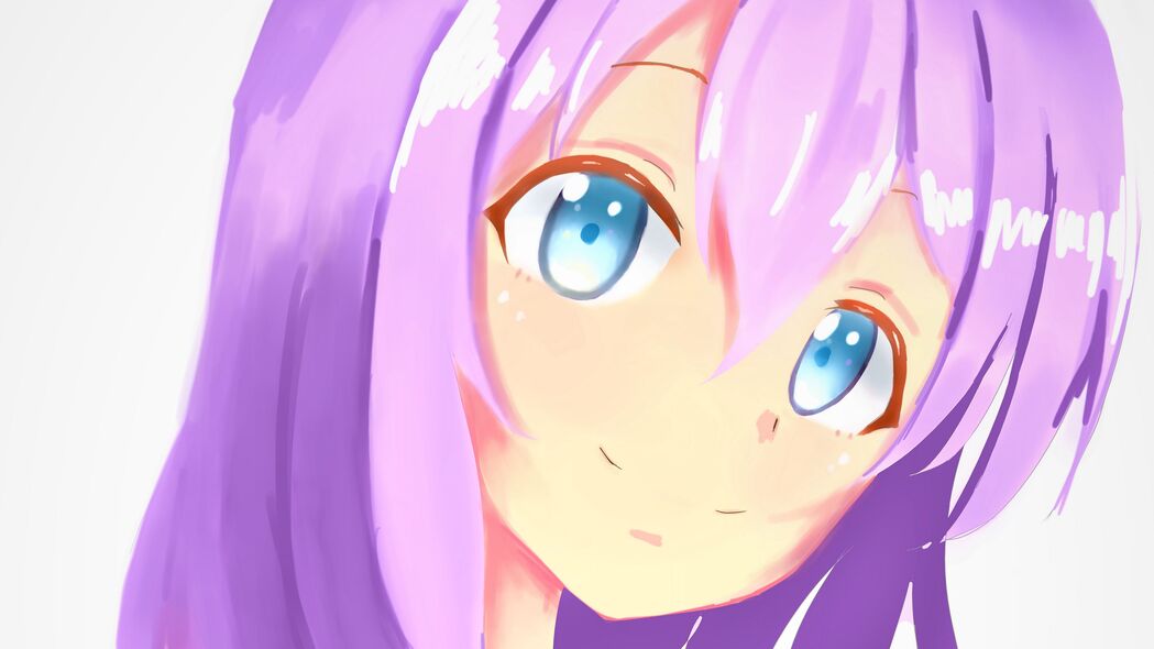 女孩微笑一瞥，紫色动漫风情，4K高清壁纸，3840x2160极致享受