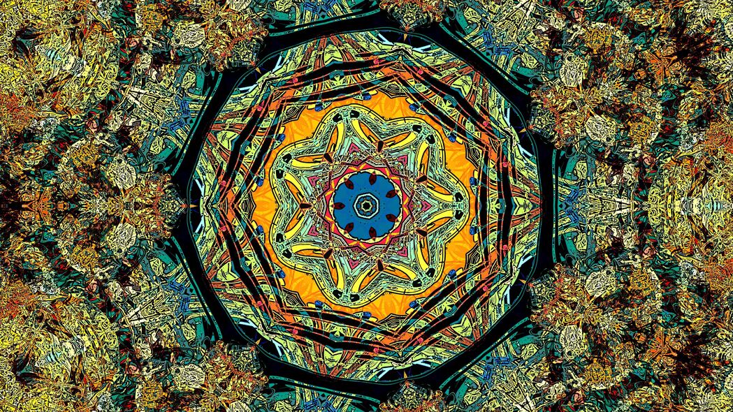抽象万花筒分形图案，震撼4K壁纸，高清3840x2160背景图片，免费下载