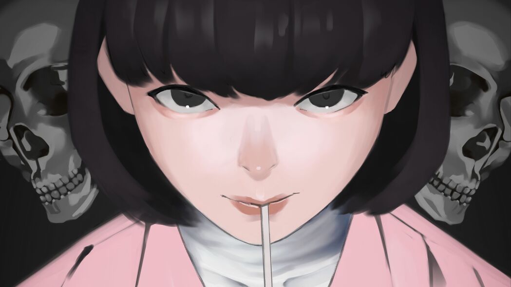 女孩鸡尾酒瞬间，动漫艺术风采，精选4K壁纸，3840x2160高清背景图片下载