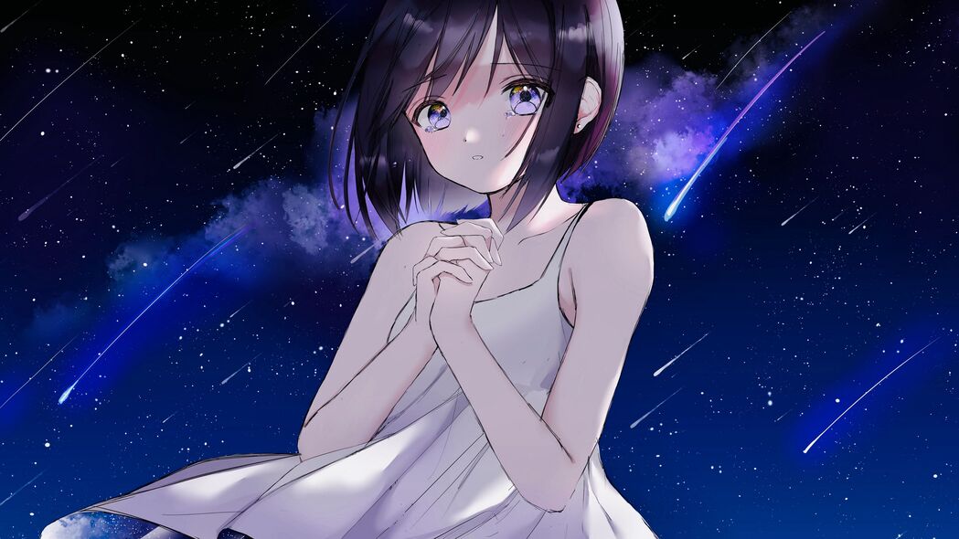 女孩泪目一瞥，悲伤动漫4K壁纸，3840x2160高清下载