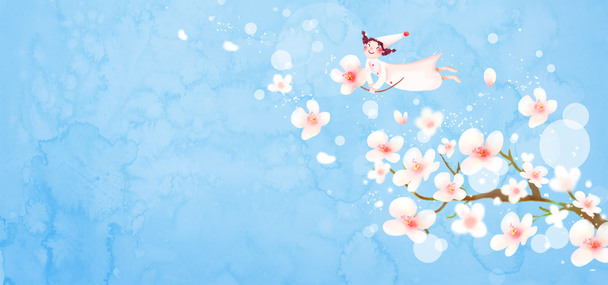 手绘桃花PNG透明背景素材，高清Banner海报设计元素下载