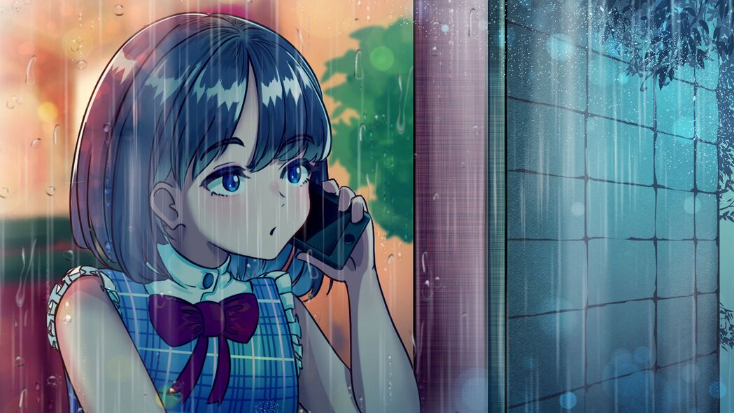 女孩雨景动漫艺术，精选4K超高清壁纸（3840x2160）免费下载