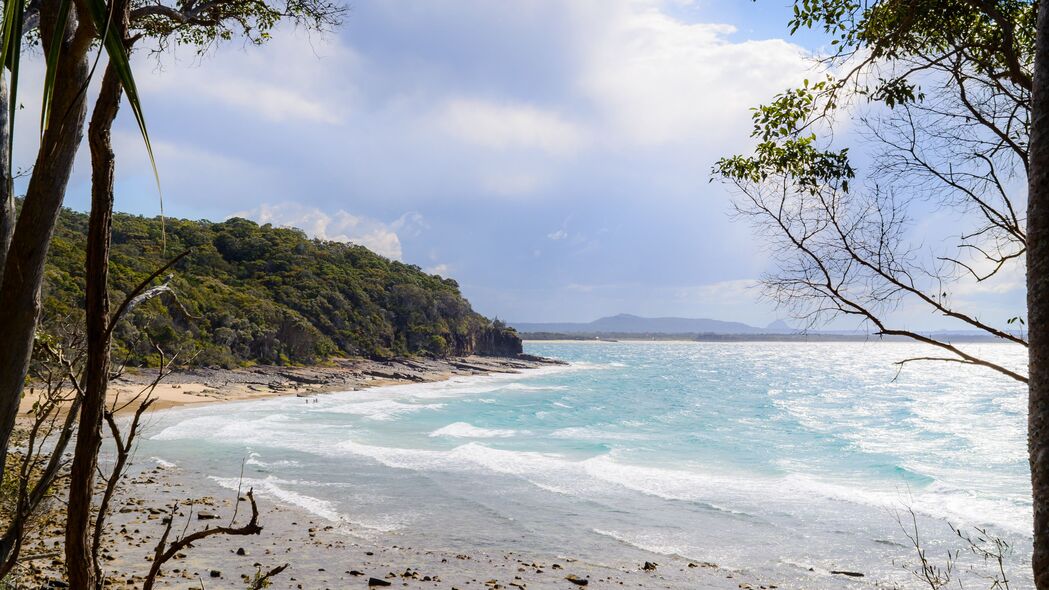 热带海滩海洋岛屿美景，高清4K壁纸，3840x2160分辨率，树木繁茂，风景如画