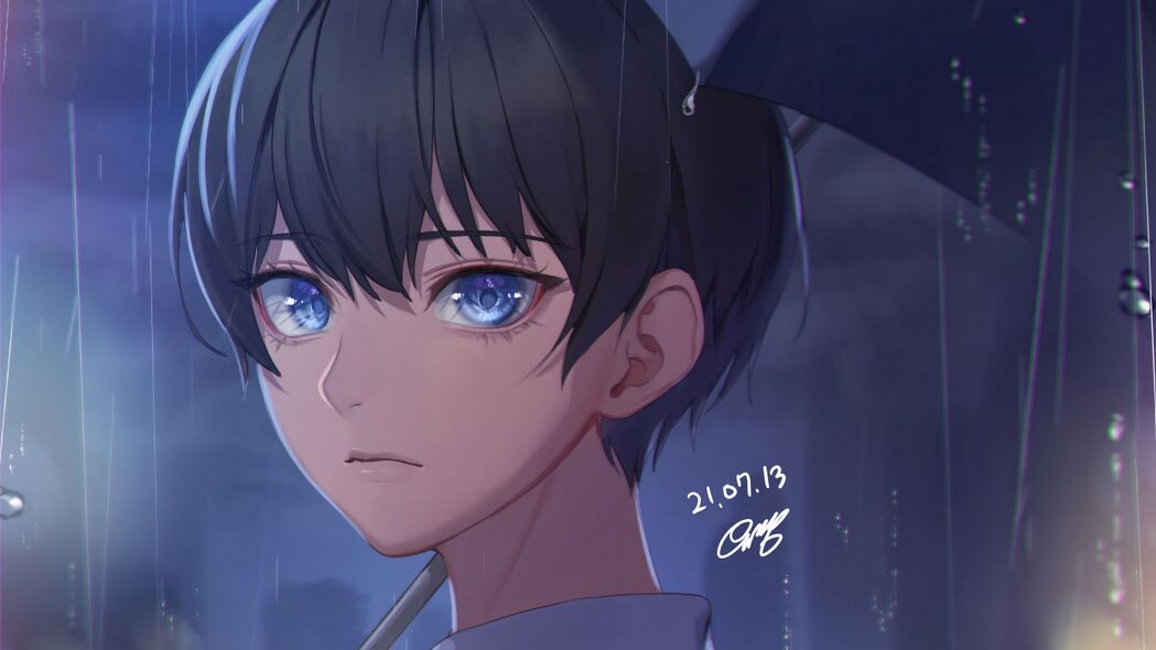 4K动漫艺术壁纸，高清一瞥，3840x2160超清雨伞图案，免费下载